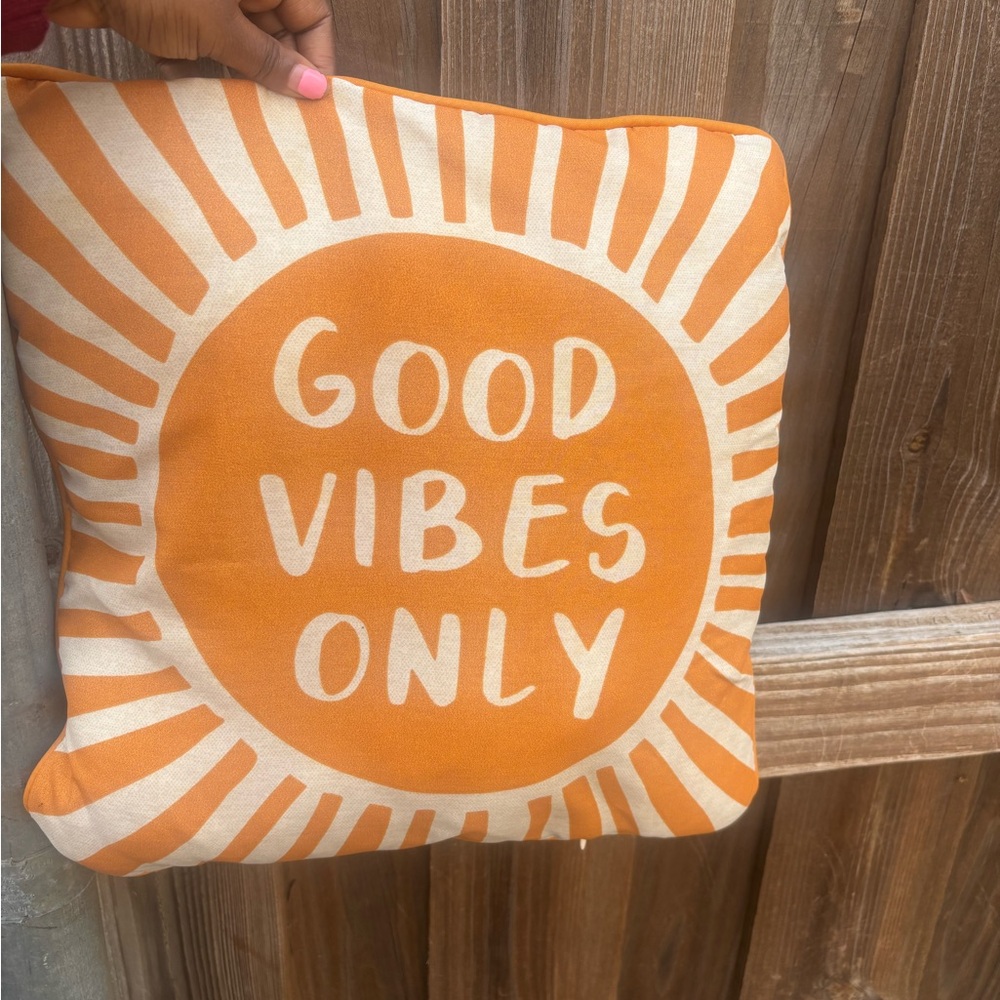 Orange 'Good Vibes Only' Cushion